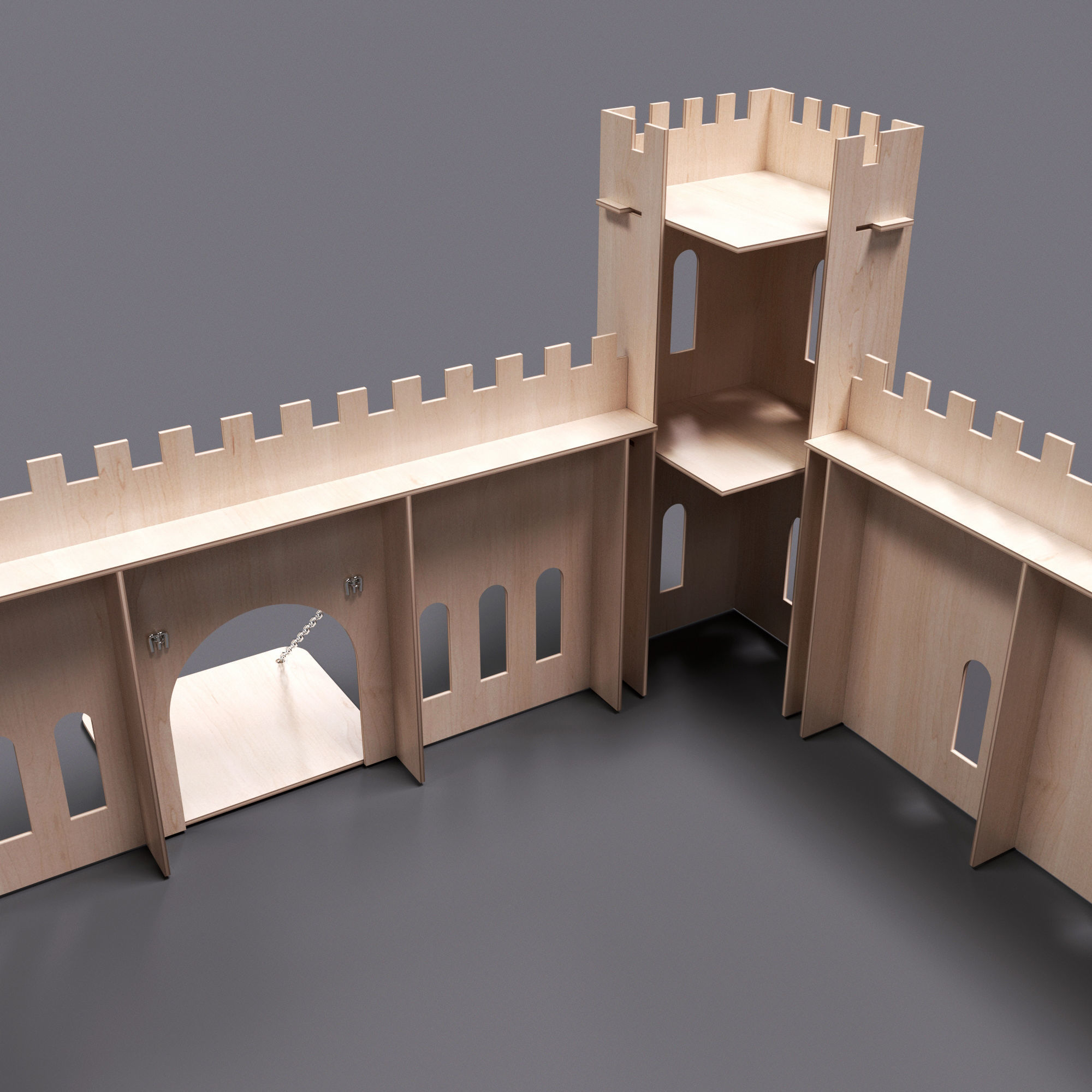 Toy medieval castle constructor made of plywood 3D model_3