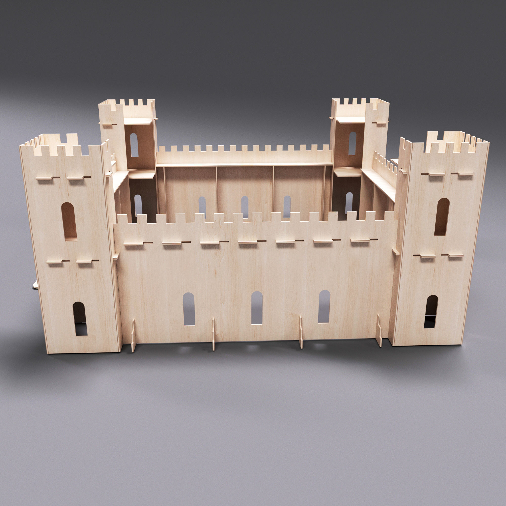 Toy medieval castle constructor made of plywood 3D model_4