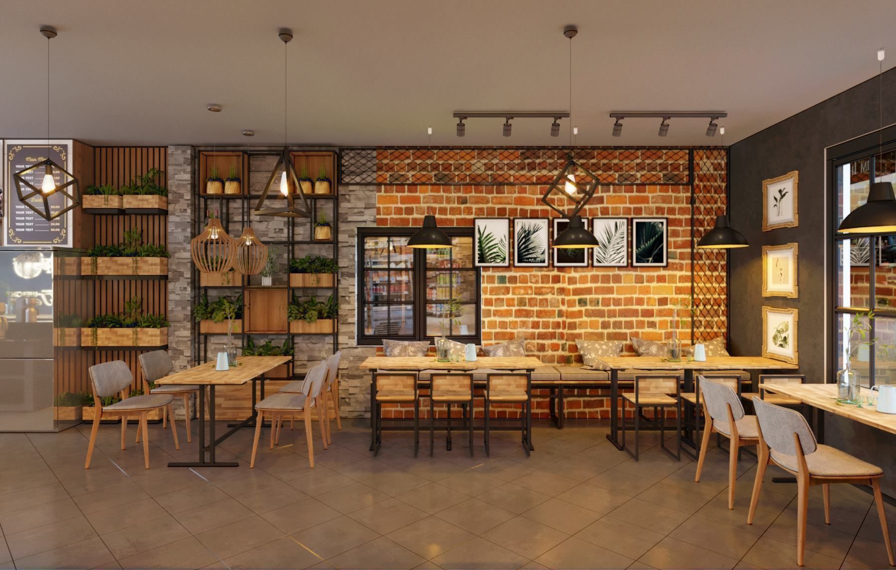 Bar and cafe Low-poly 3D model_4