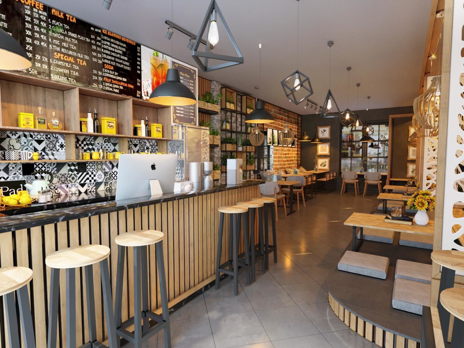 Bar and cafe Low-poly 3D model_2