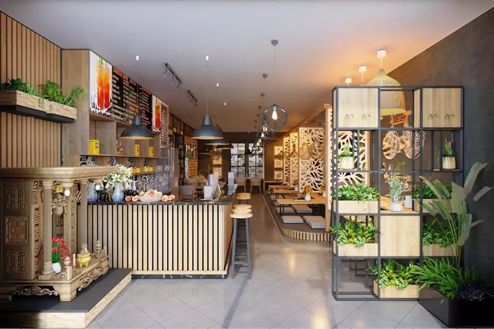 Bar and cafe Low-poly 3D model_0