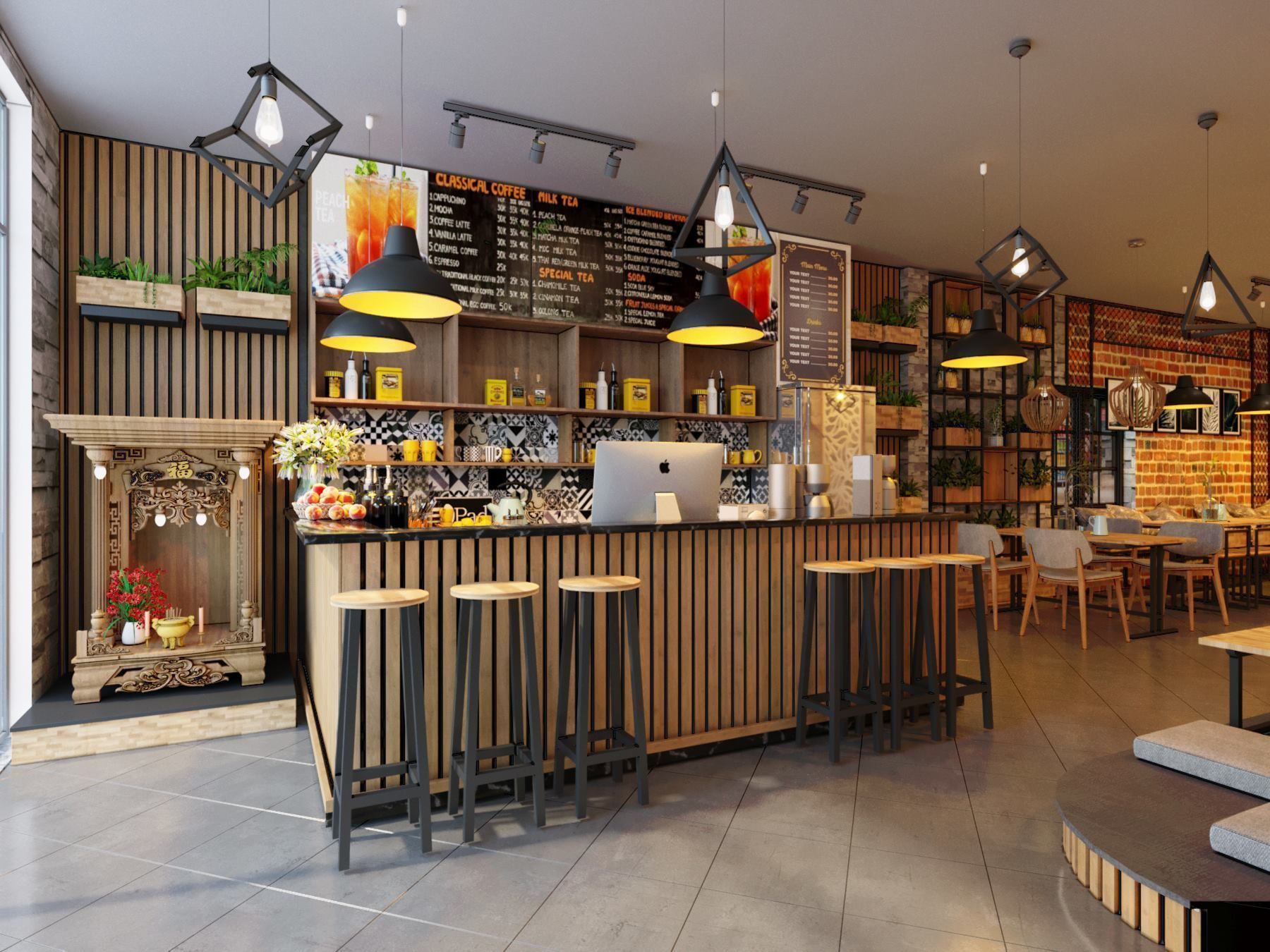 Bar and cafe Low-poly 3D model_3