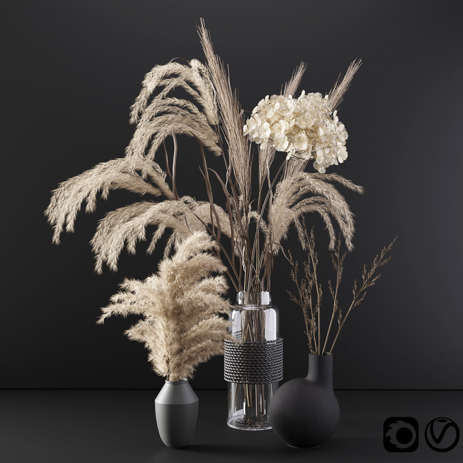Set with dry plants 3D model_2