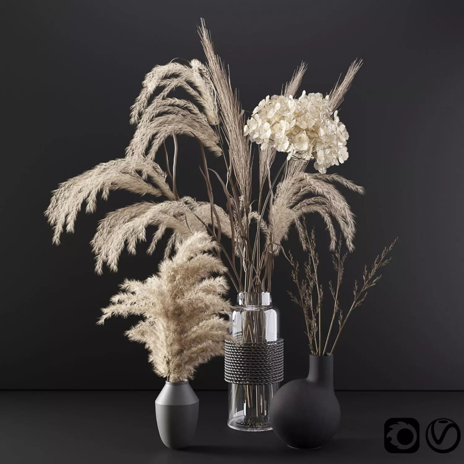 Set with dry plants 3D model_0