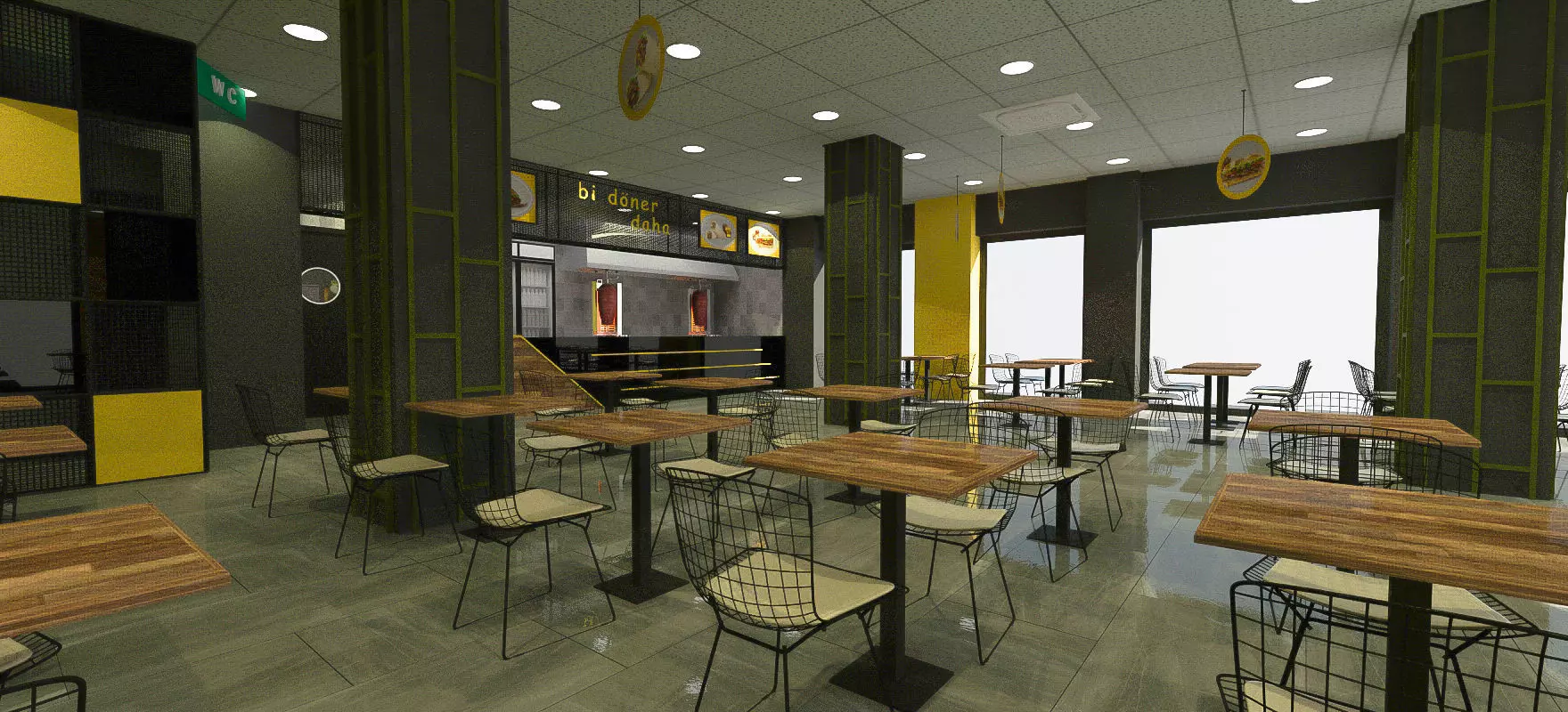 Turkish Doner Restaurant  Low-poly 3D model_0