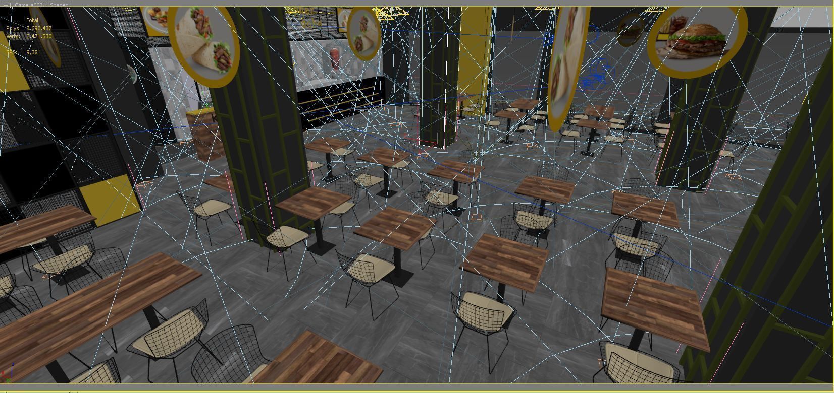 Turkish Doner Restaurant  Low-poly 3D model_3