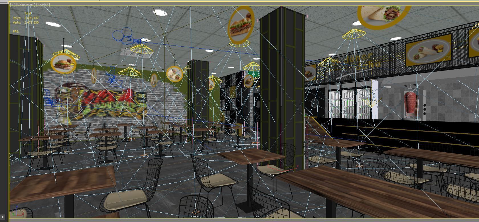 Turkish Doner Restaurant  Low-poly 3D model_2