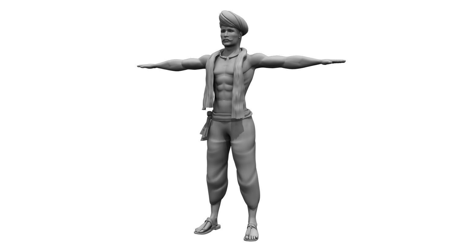 farmer village young man 3d model 3D model_2