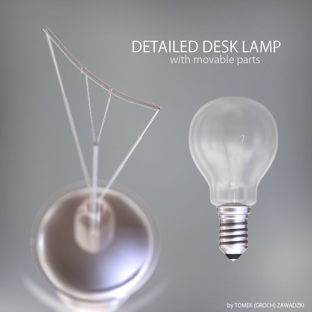 Detailed Desk Lamp 3D model_3