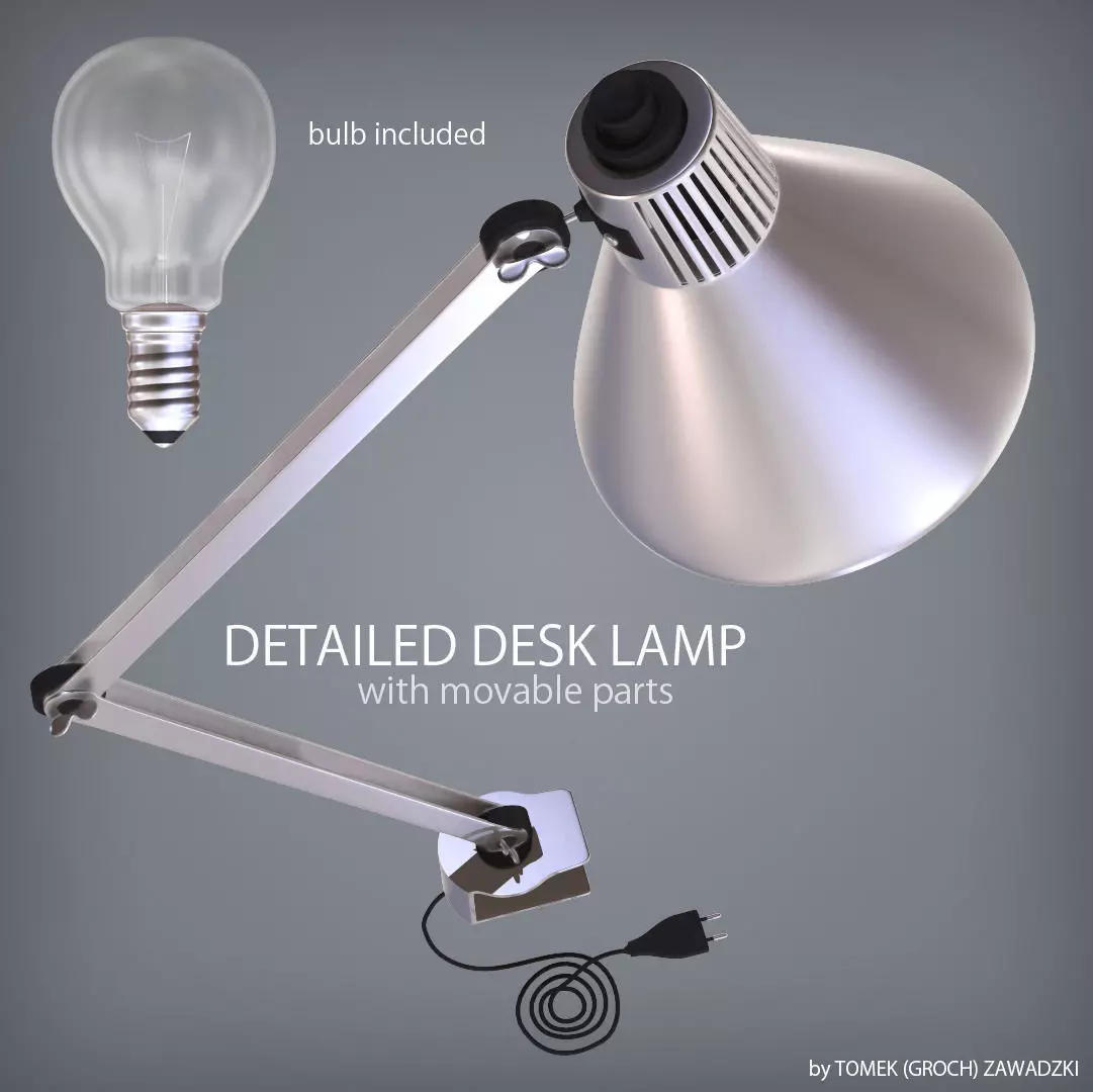 Detailed Desk Lamp 3D model_0