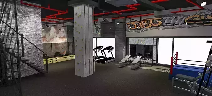 3D GYM nterior Design Low-poly 3D model