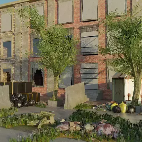 Low-poly abandoned city