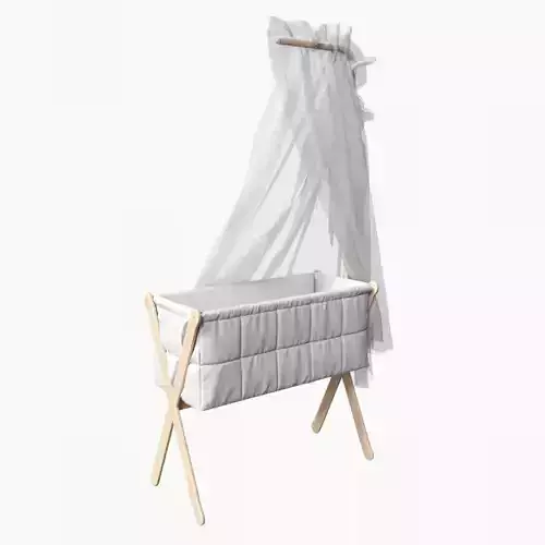 Crib 3D model baby cradle with canopy