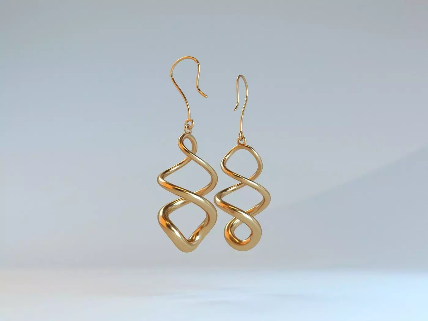Twisted earrings 3D print model_0