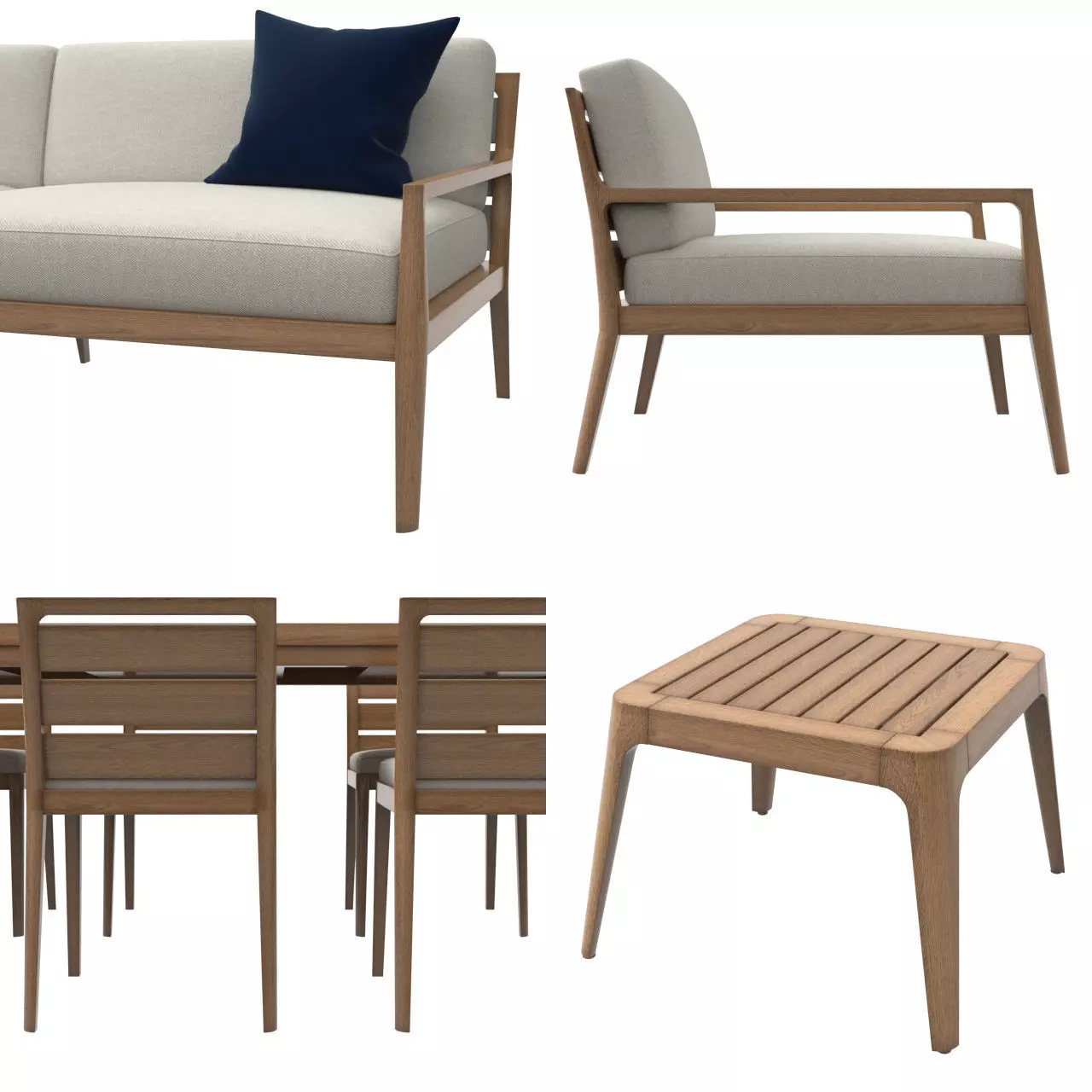 CIEL COLLECTION wooden side table with slats 3D model_0