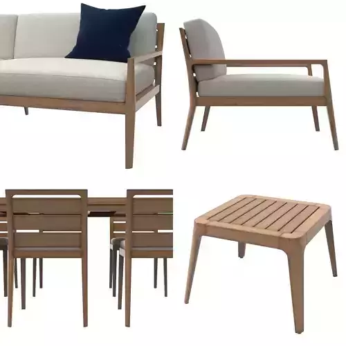 CIEL COLLECTION wooden side table with slats 3D model