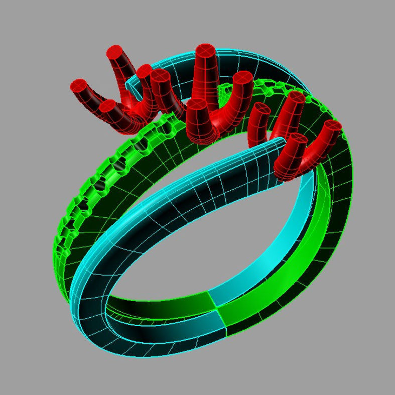 Multi band ring 3D print model anello contrarie an 185 3D print model_3