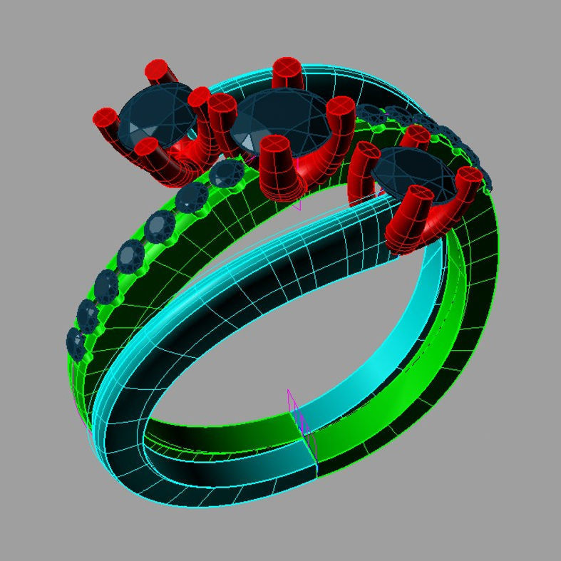 Multi band ring 3D print model anello contrarie an 185 3D print model_2