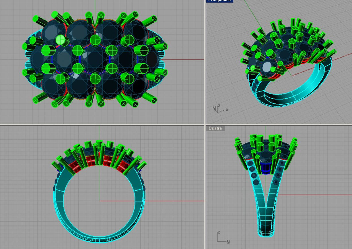 Engagement Ring and Band 3D print model anello fascia an 189 3D print model_4