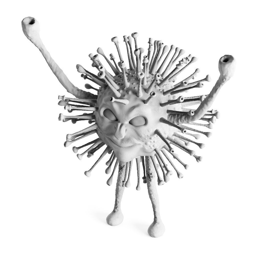 Black monster coronavirus with luminous eyes 3D model_4