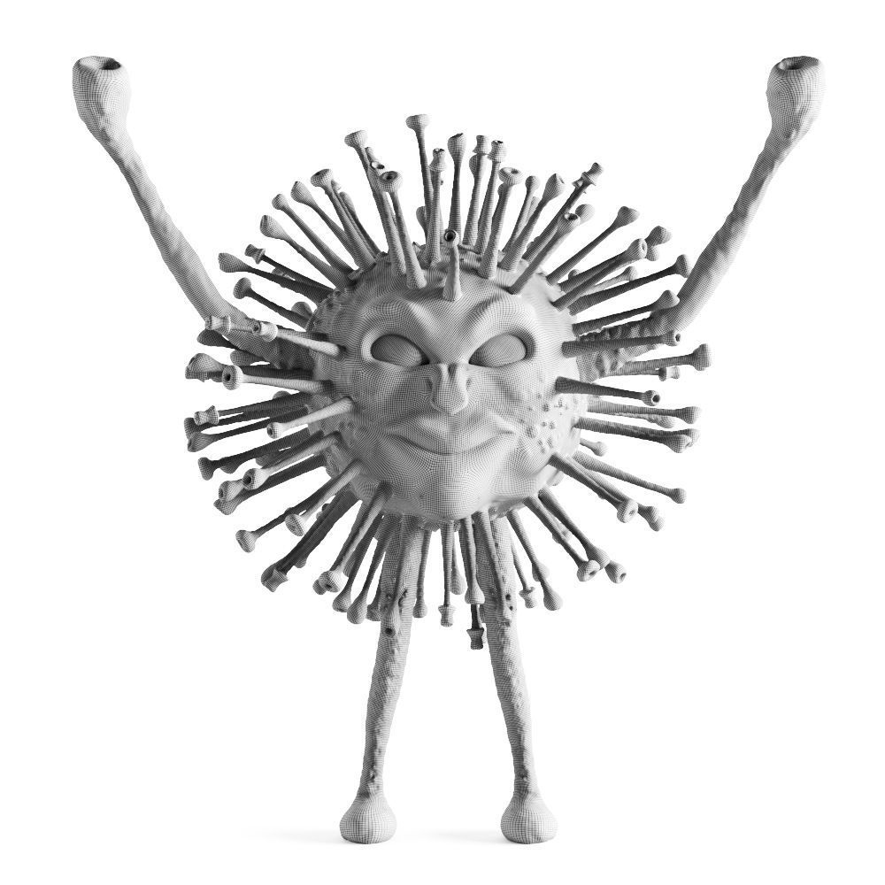 Black monster coronavirus with luminous eyes 3D model_5