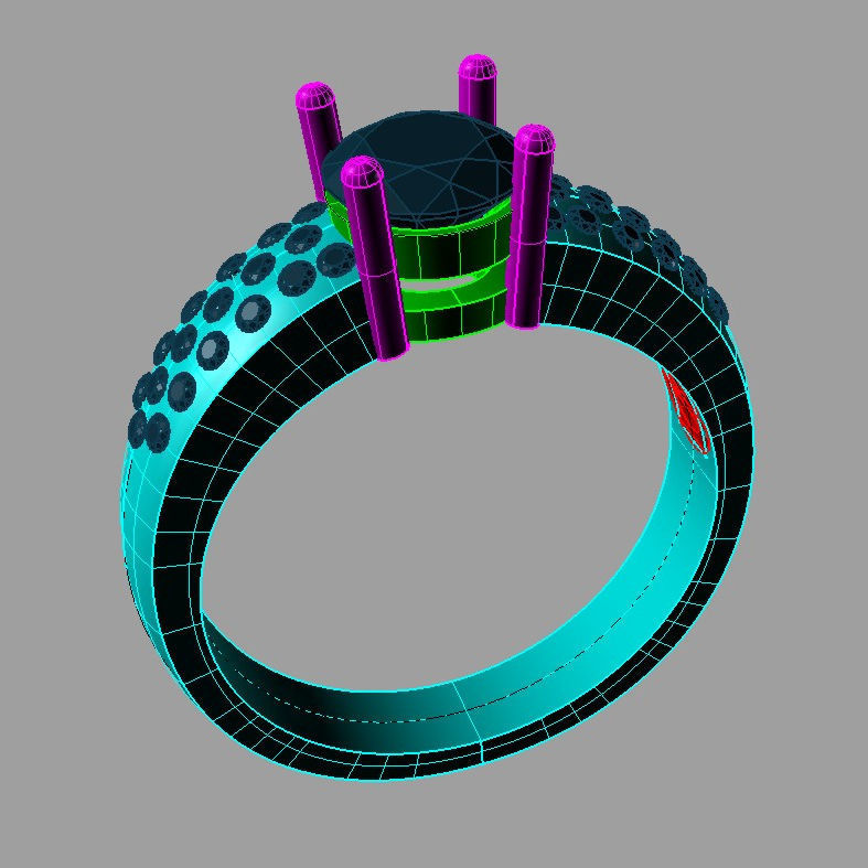 Engagement Ring and Band 3D print model an 193 solitario 3D print model_2