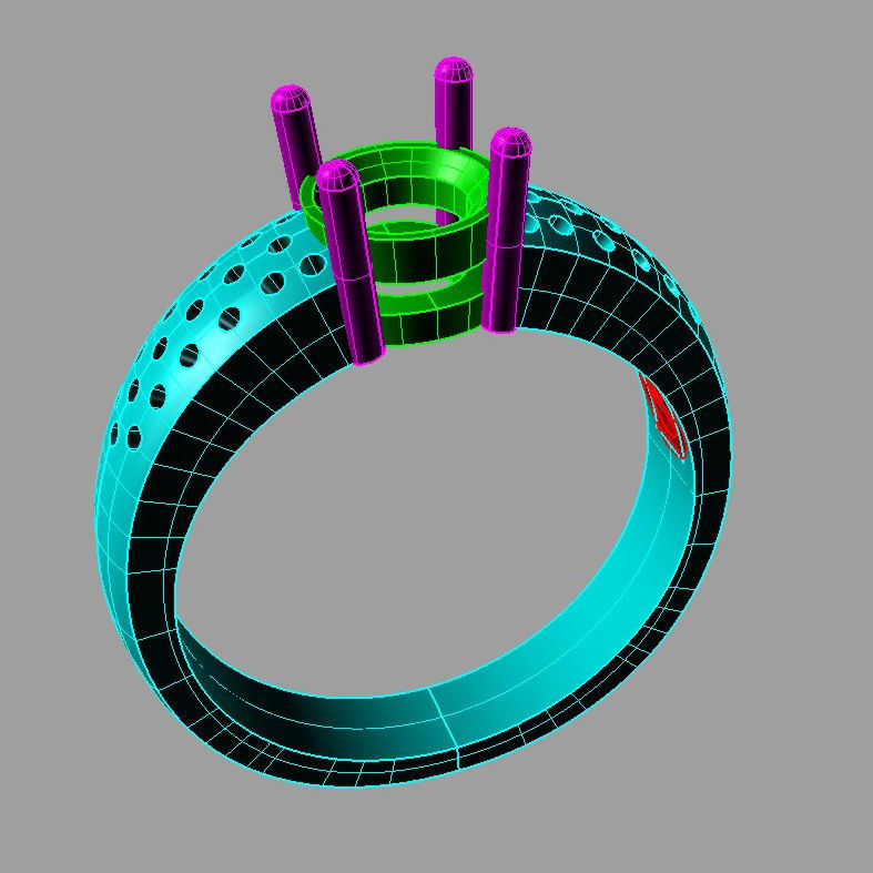 Engagement Ring and Band 3D print model an 193 solitario 3D print model_3