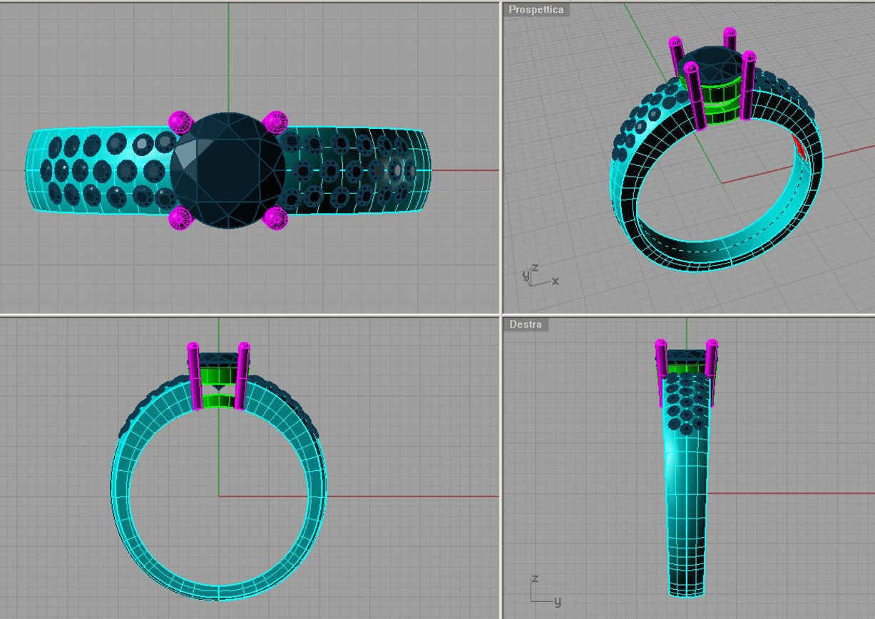 Engagement Ring and Band 3D print model an 193 solitario 3D print model_4