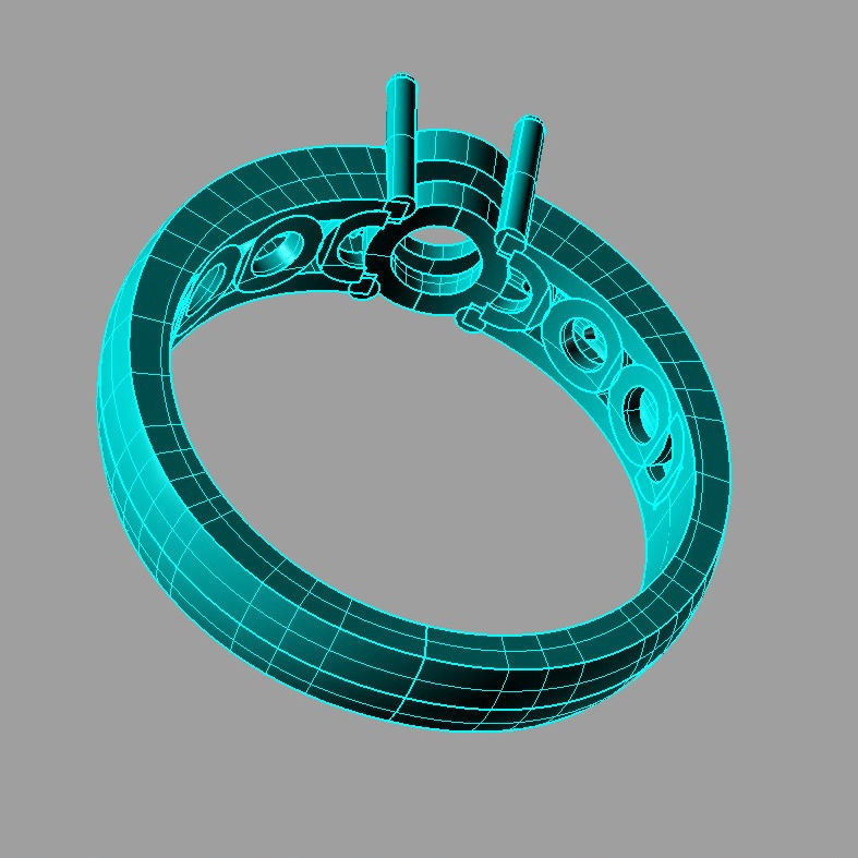 Engagement Ring and Band 3D print model an 193 solitario 3D print model_5