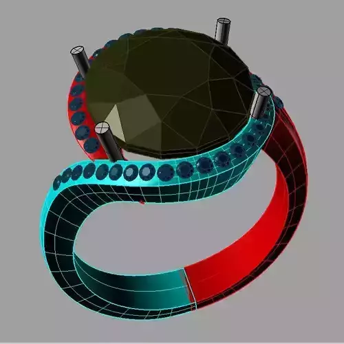 Oval Gem Woman Diamond  Ring 3D print model Anello ovale an 195