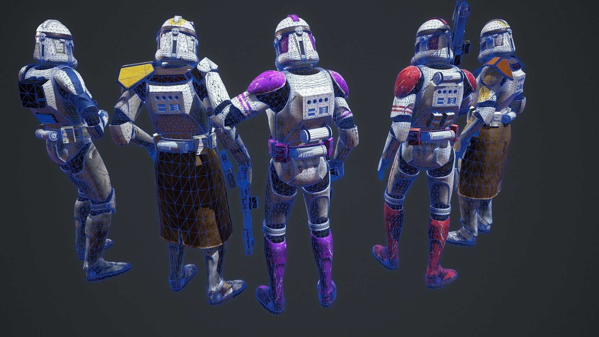Star wars Clone trooper Phase 2 pack 2 Low-poly 3D model_17