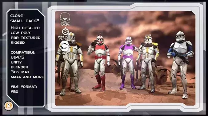 Star wars Clone trooper Phase 2 pack 2 Low-poly 3D model