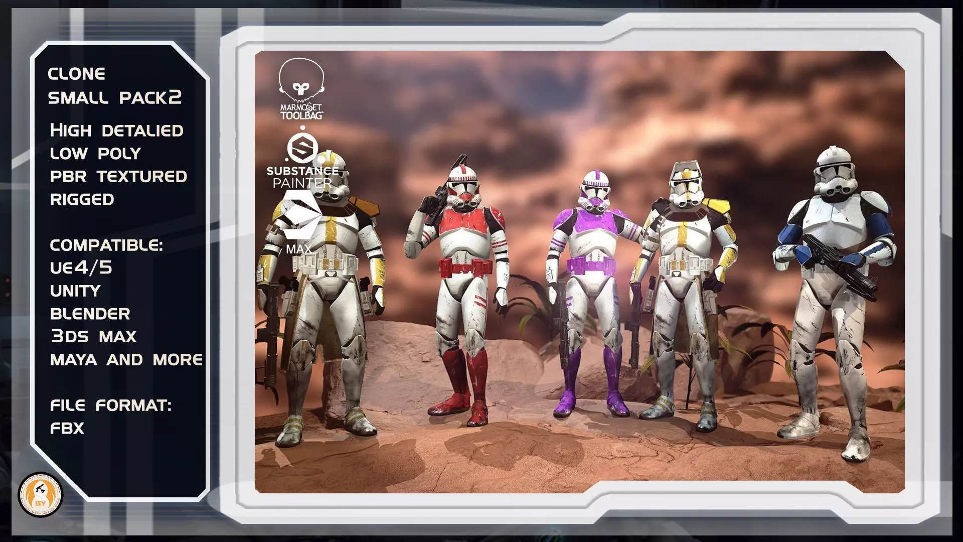 Star wars Clone trooper Phase 2 pack 2 Low-poly 3D model_0