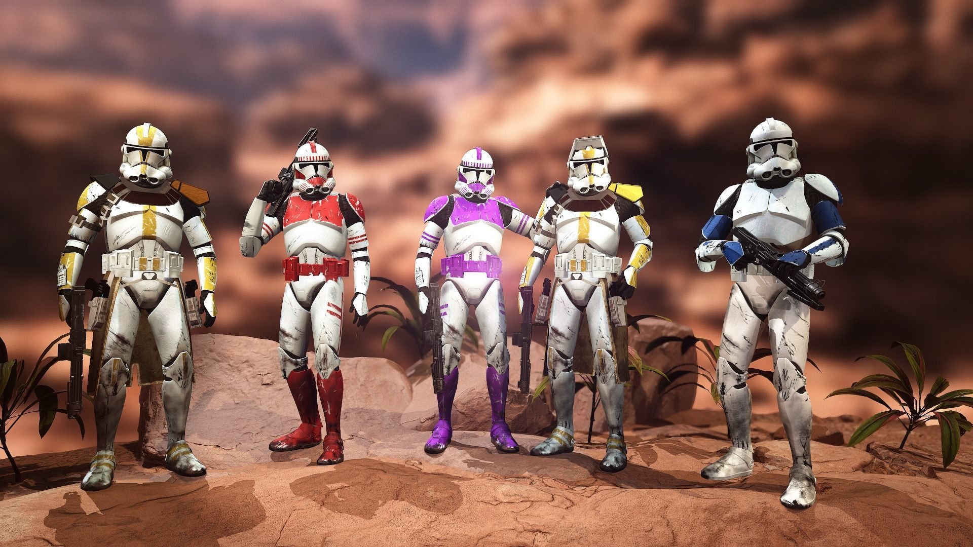 Star wars Clone trooper Phase 2 pack 2 Low-poly 3D model_1