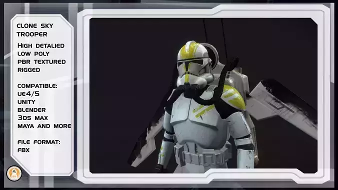 Clone trooper Phase 2 sky trooper Low-poly 3D model