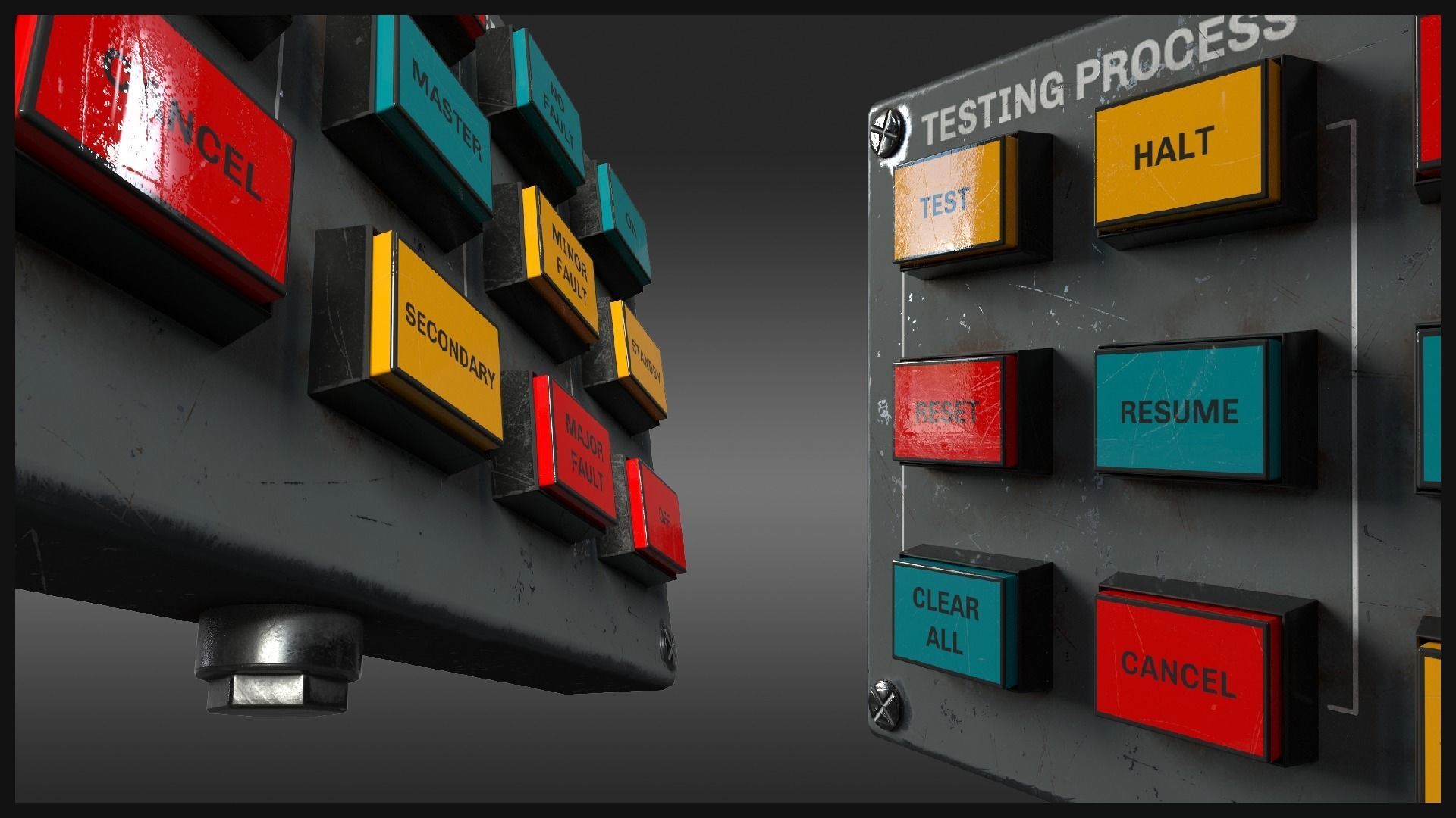 Button Control Panel Low-poly 3D model_2