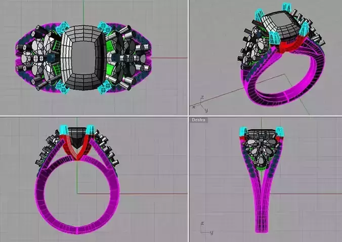 Engagement Ring Cushion  and pears diamonds an199
