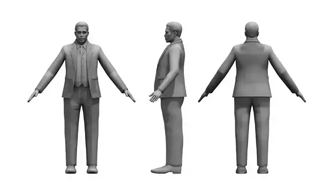 African American young man Suit Coat 3d model