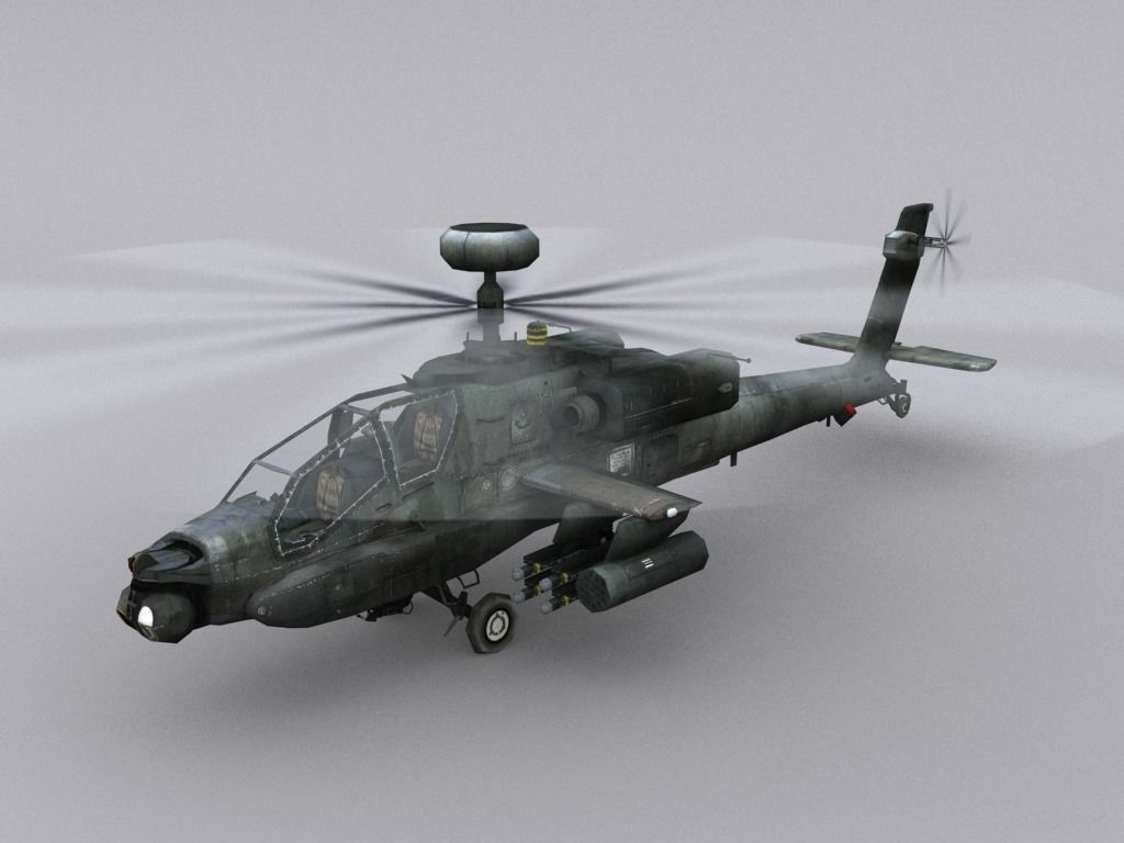 Boeing AH-64 Apache  Low-poly 3D model_3