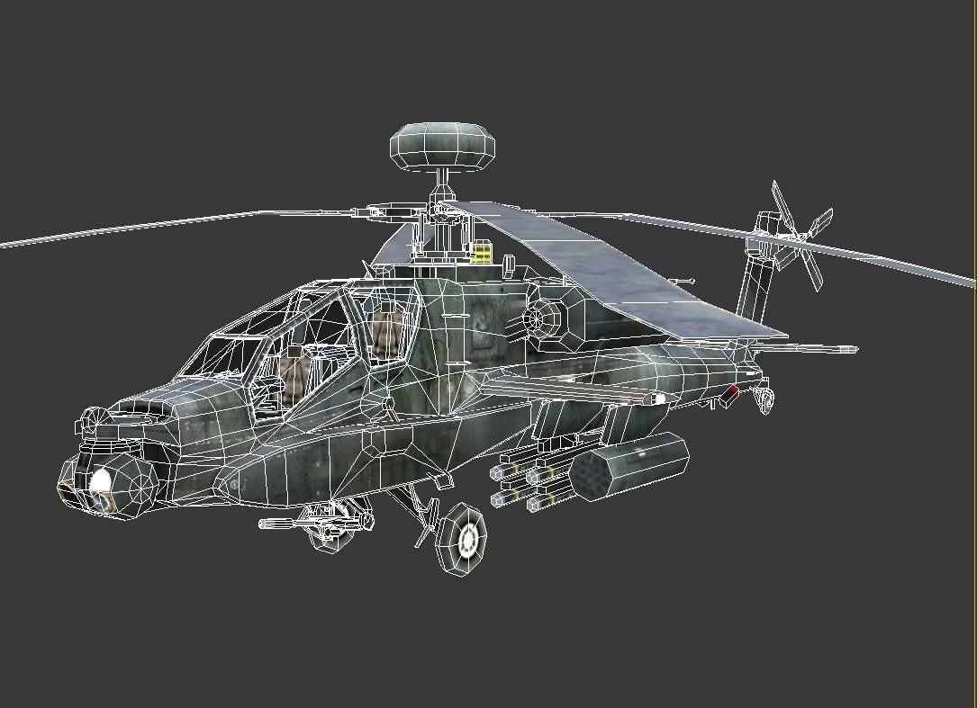 Boeing AH-64 Apache  Low-poly 3D model_5