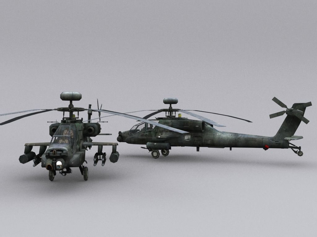Boeing AH-64 Apache  Low-poly 3D model_1
