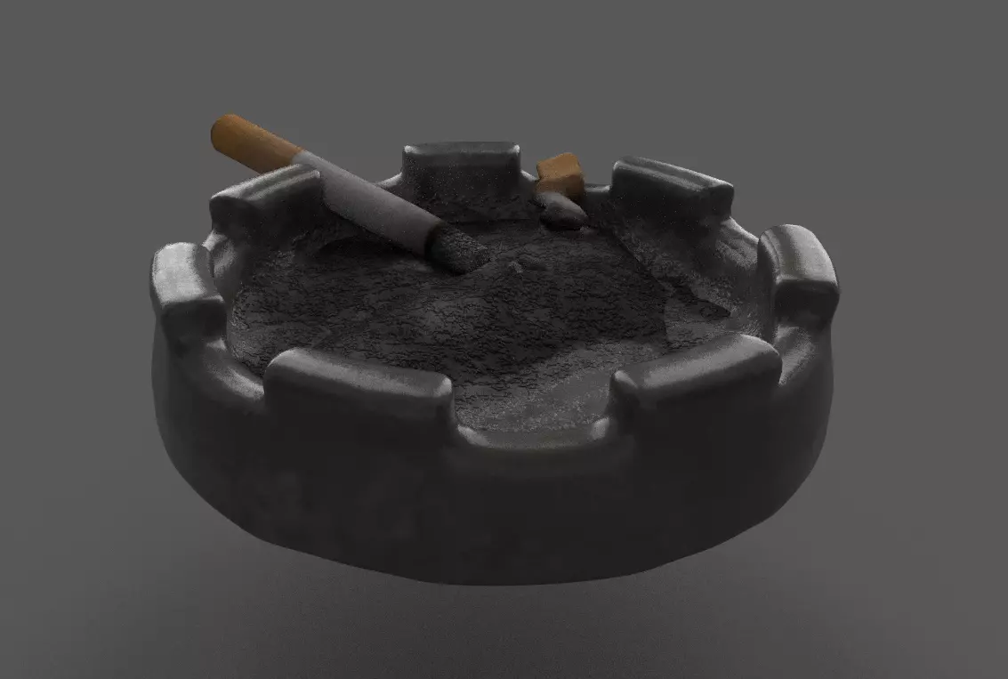 Used Ashtray Free low-poly 3D model_0