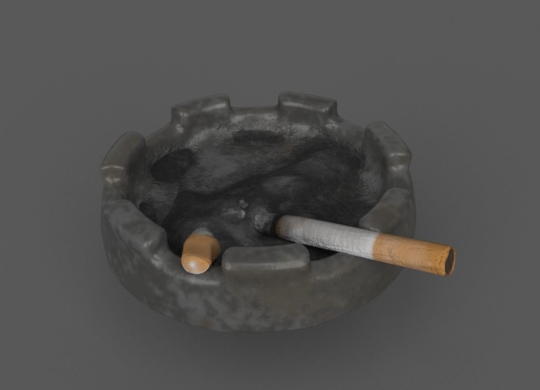 Used Ashtray Free low-poly 3D model_3