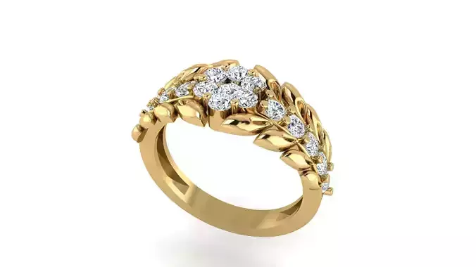 Diamond Leaf Ring 