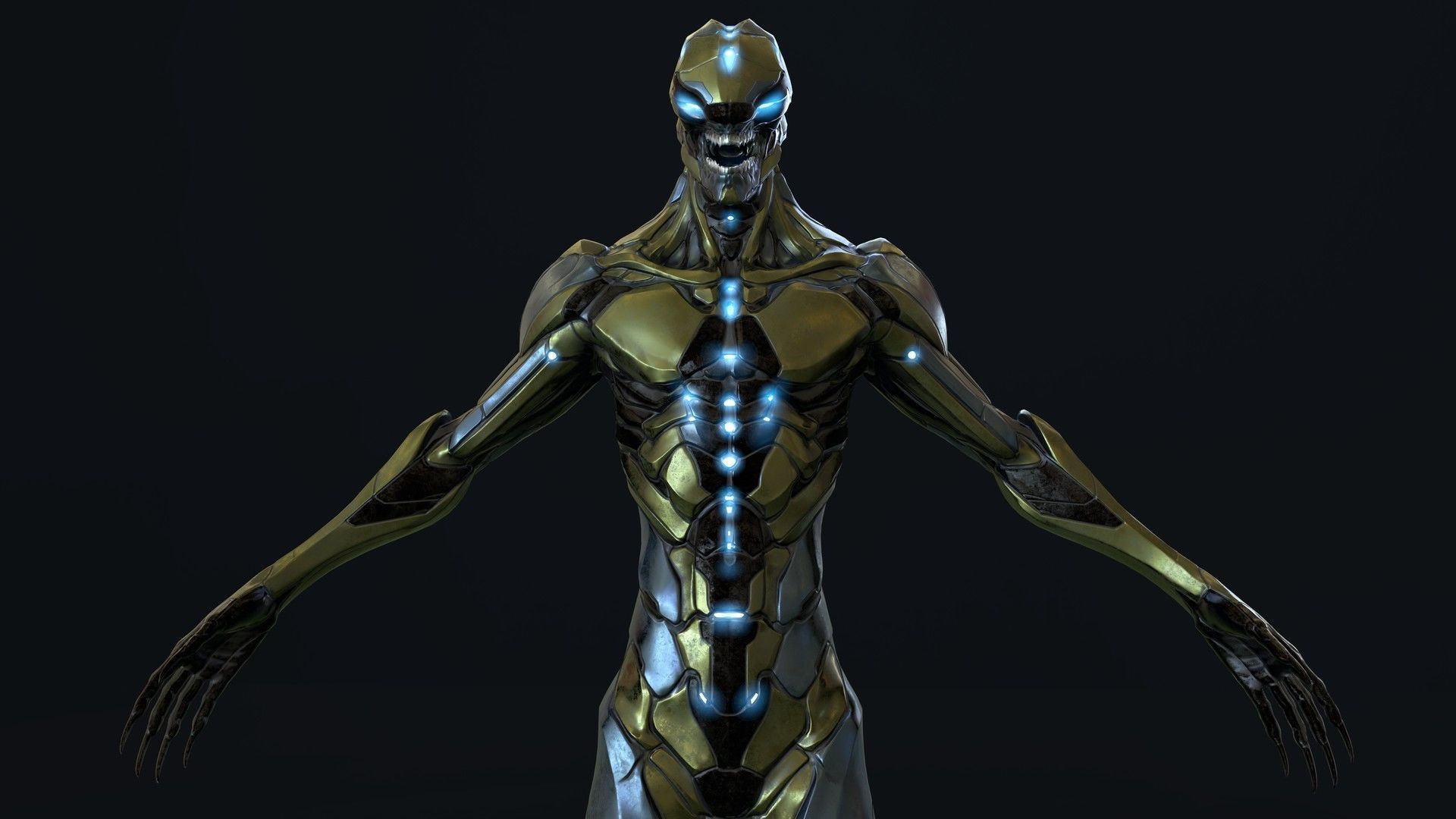Free Biomechanical Mutant Free low-poly 3D model_12