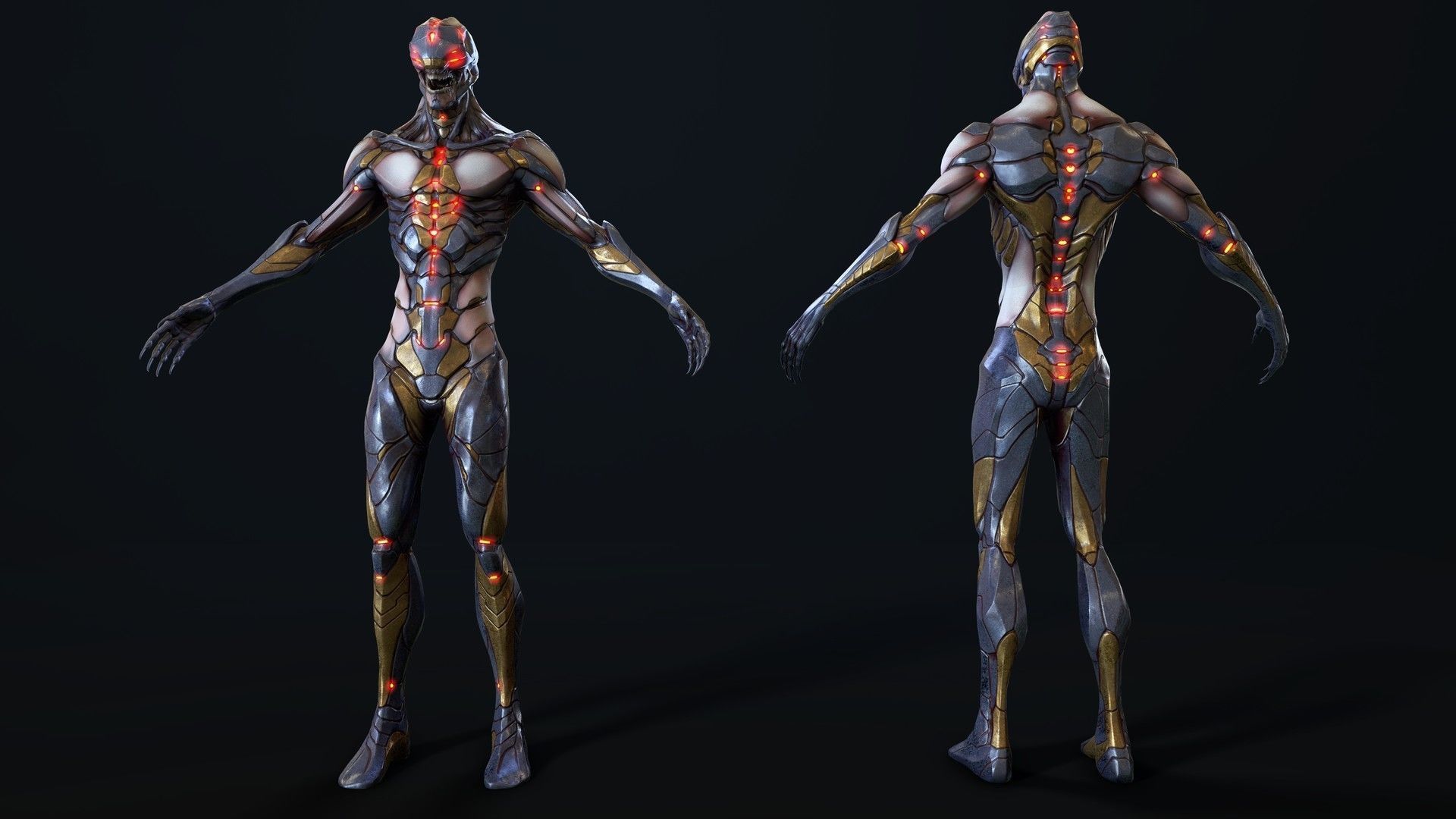 Free Biomechanical Mutant Free low-poly 3D model_9