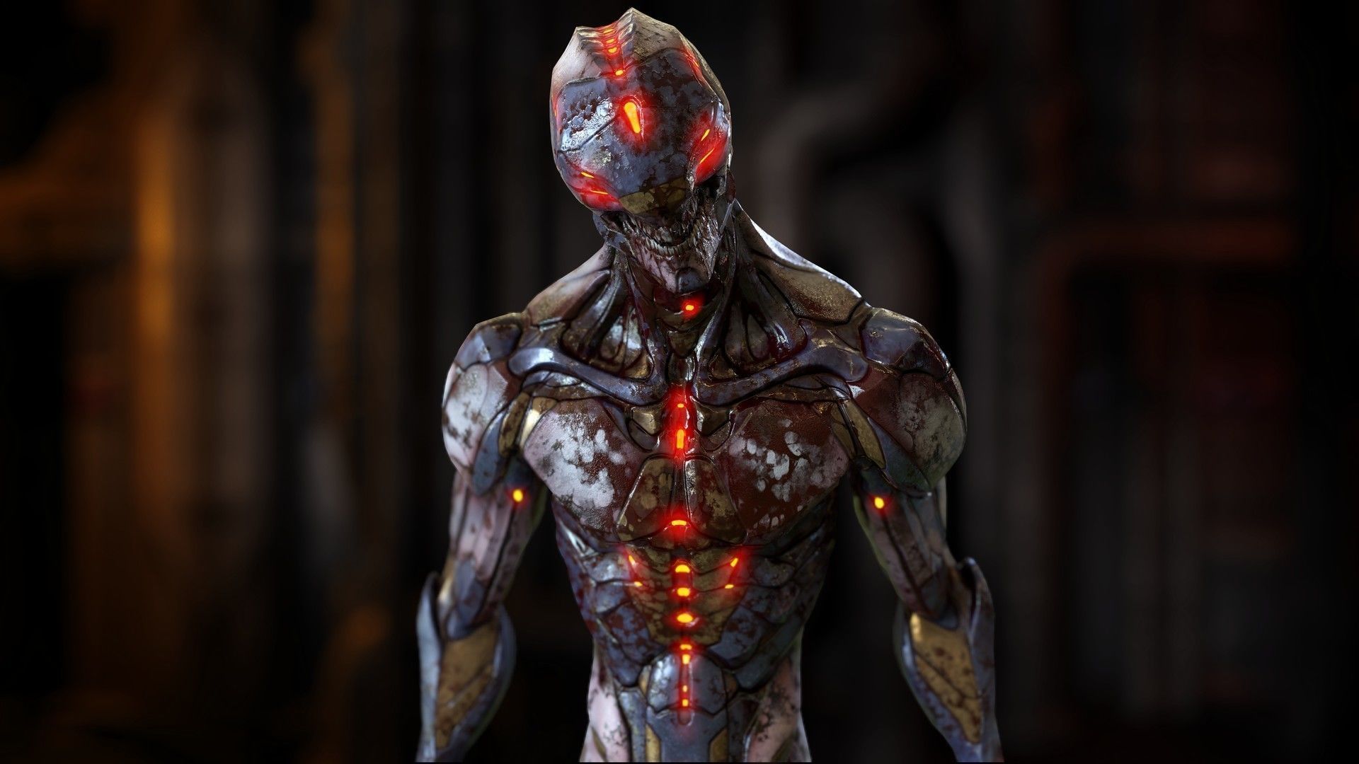 Free Biomechanical Mutant Free low-poly 3D model_2