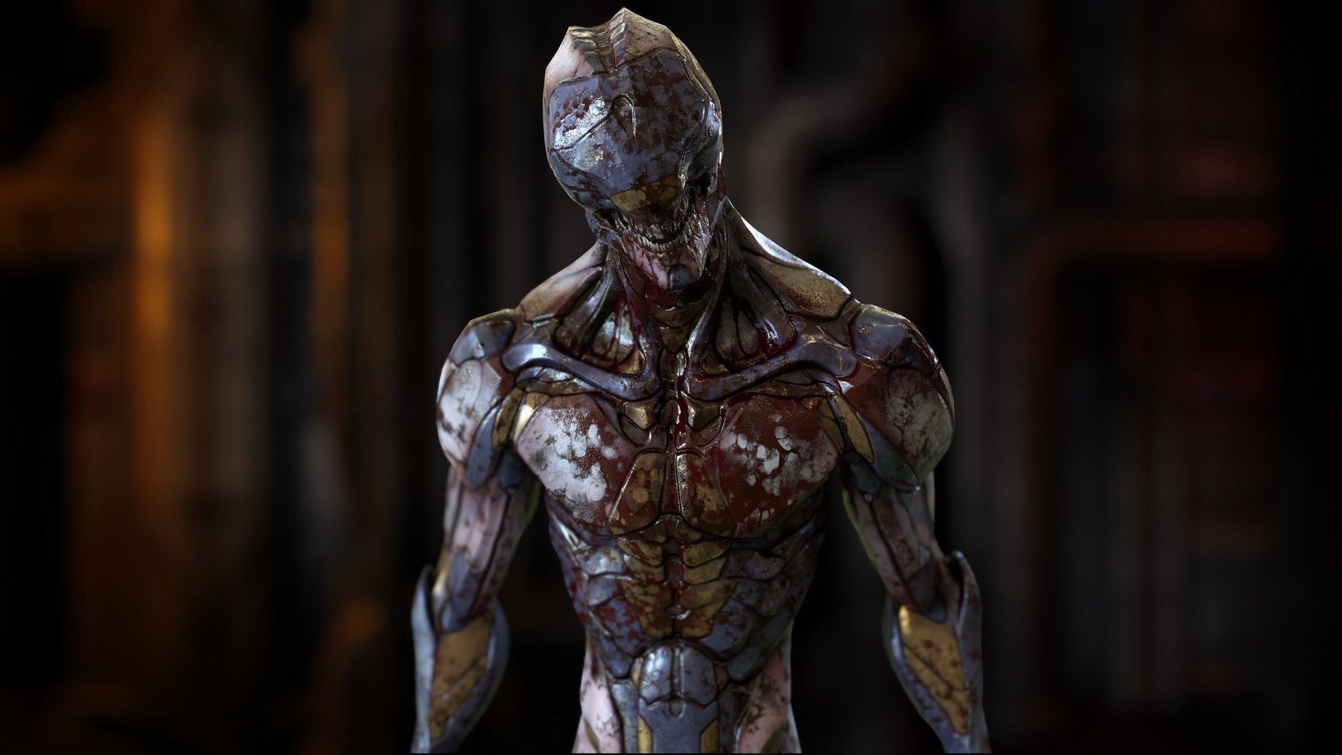 Free Biomechanical Mutant Free low-poly 3D model_4
