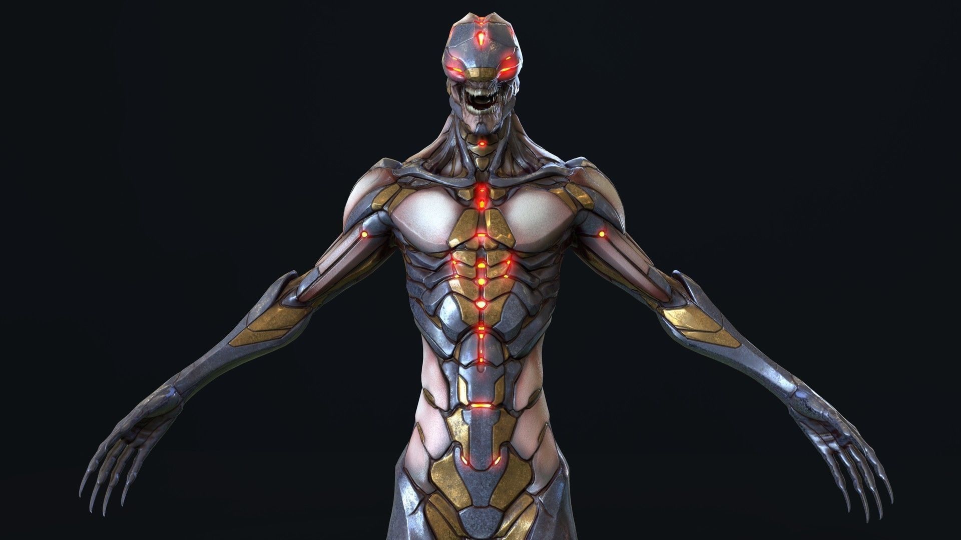 Free Biomechanical Mutant Free low-poly 3D model_11