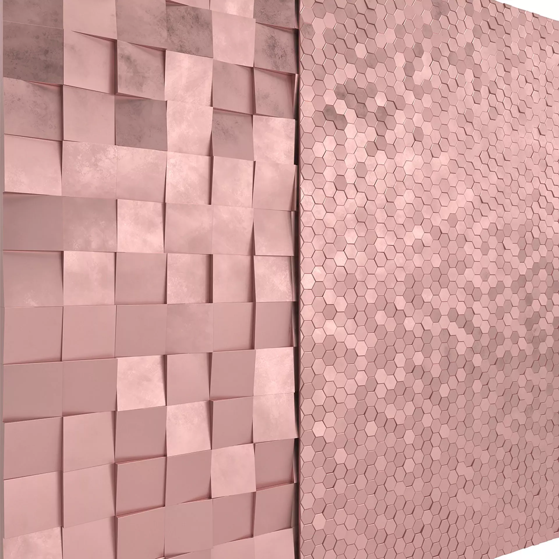 rose gold 3d wall - tiles wall decor- decorative tiles 3D model